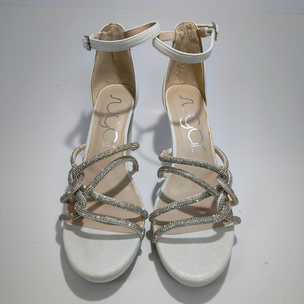 Sugar Women's Size 10M Petal‎ White Shimmer Block Heels NWOT - Picture 2 of 13
